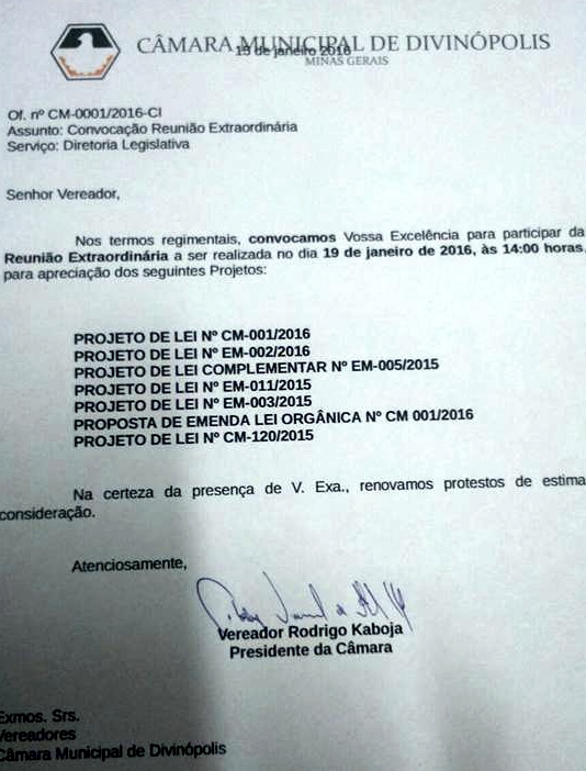 Convocação extraordinária